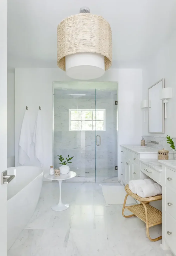 spa master bathroom tilework ponte vedra Alesch Custom Builders Spa-inspired master bathroom with custom tilework in a Ponte Vedra Beach home by Alesch Luxury Custom Builders