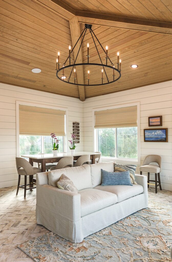 New living space with tall ceilings in a home addition by Alesch